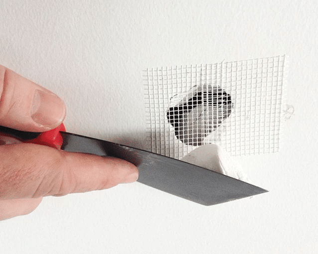 Hole Fill with Putty knife and mesh tape