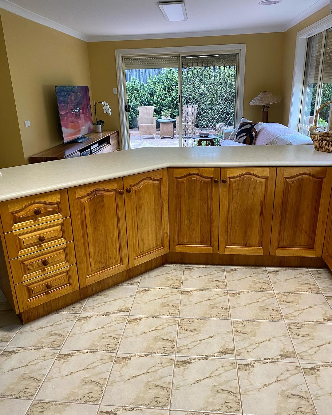 Kitchen Cabinet Doors with Wooden Finish and Drawers