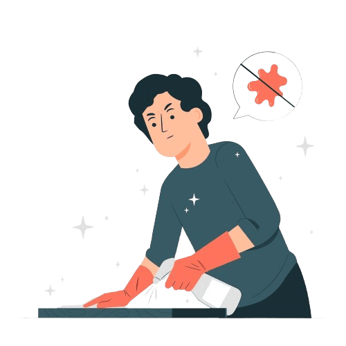 Person Wearing Gloves Cleaning Surface with Spray Bottle