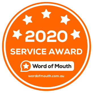2020 Service Award badge from Word of Mouth Australia.