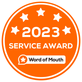 2023 Service Award badge from Word of Mouth Australia.