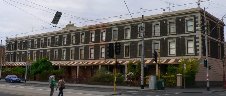 Royal Terrace boom-style Victorian terrace row on Nicholson Street, Fitzroy, Melbourne