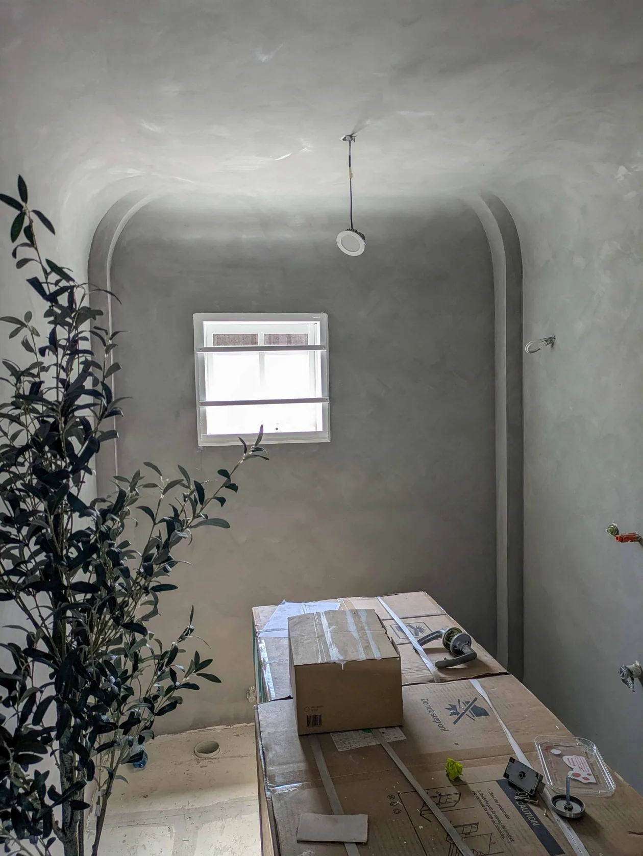 Curved wall and window detail during work on High Street, Armadale