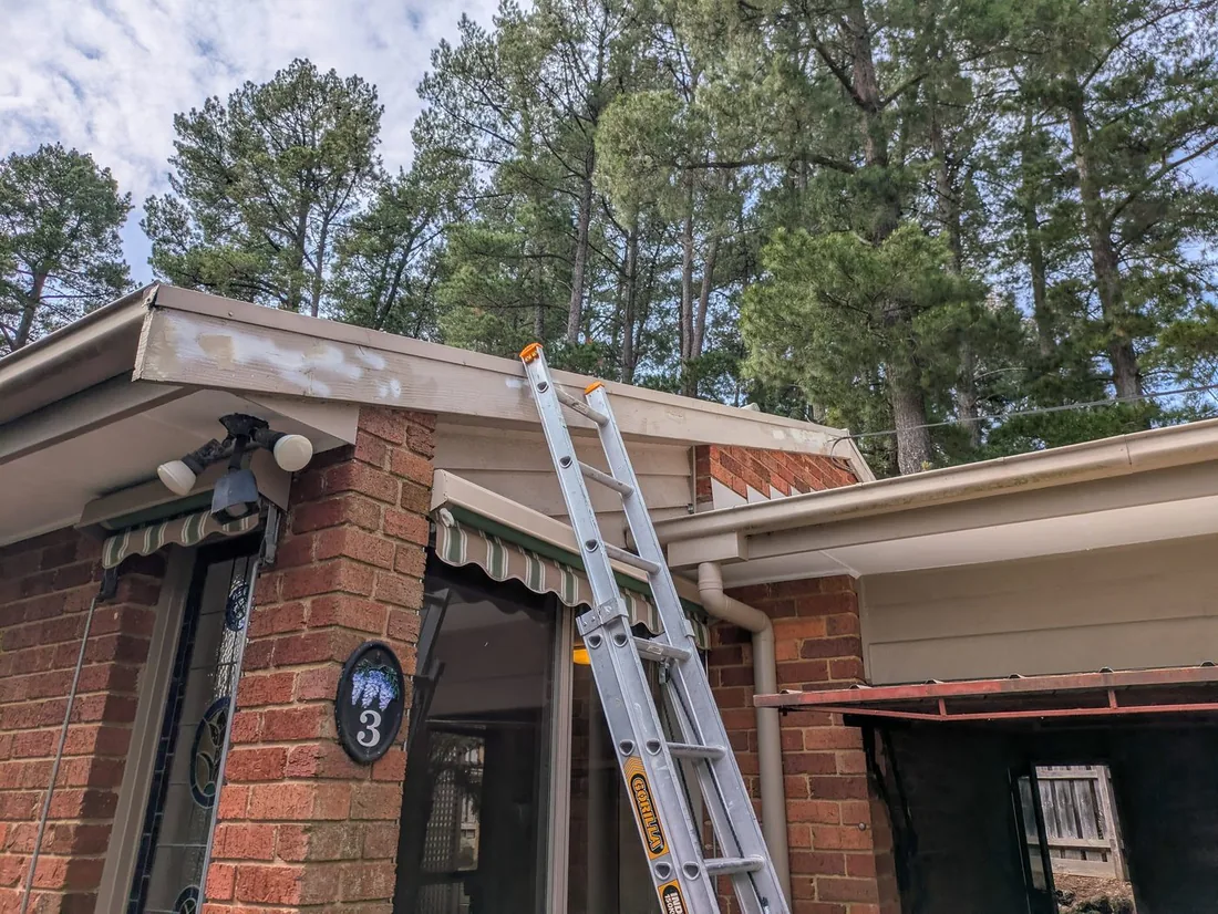 Fascia and eaves prepared for repainting on Forest Court, Ringwood
