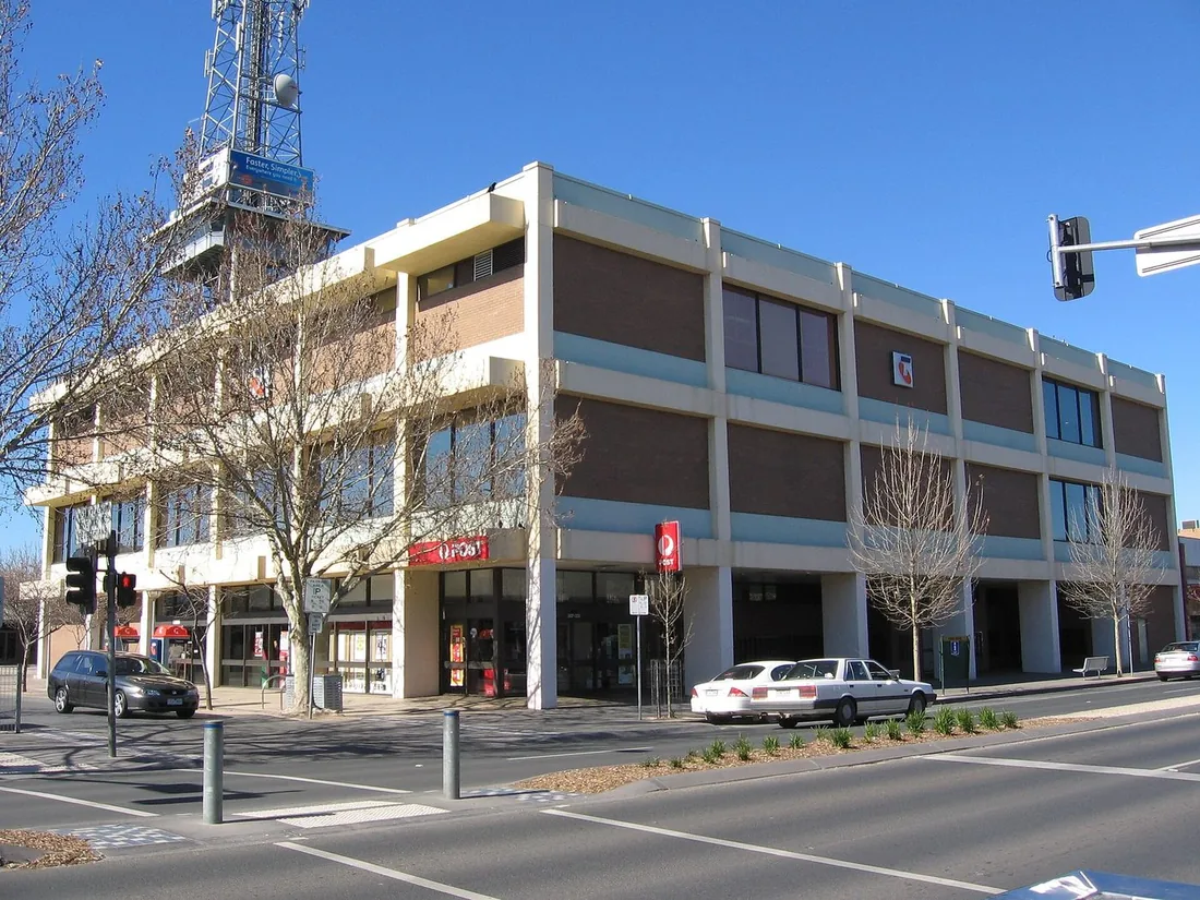 Clock tower of the former Shepparton Post Office on Wyndham Street